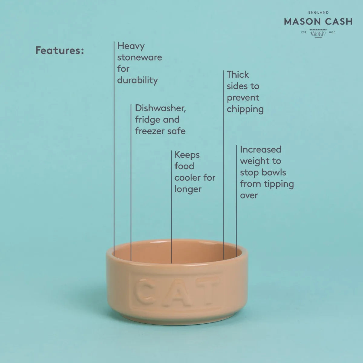 Cane Lettered Cat Bowl 13cm